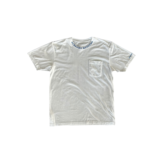 Chrome Hearts White & Blue Neck Logo T-Shirt
