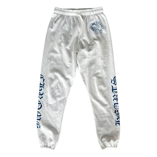 Chrome Hearts White & Blue Horseshoe Logo Sweatpants