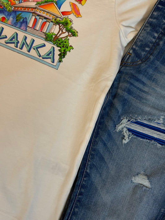 Amiri Mx-1 Distressed Jeans & Casablanca 'Road To Knowledge' Tee