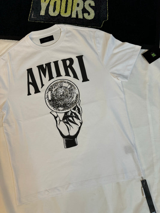 Amiri Crystal Ball Logo T Shirt White