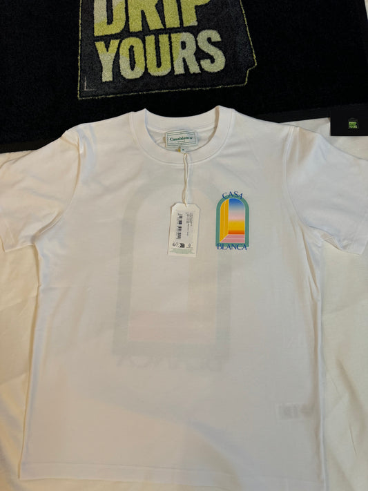 Casablanca l'arche colore printed t-shirt in white