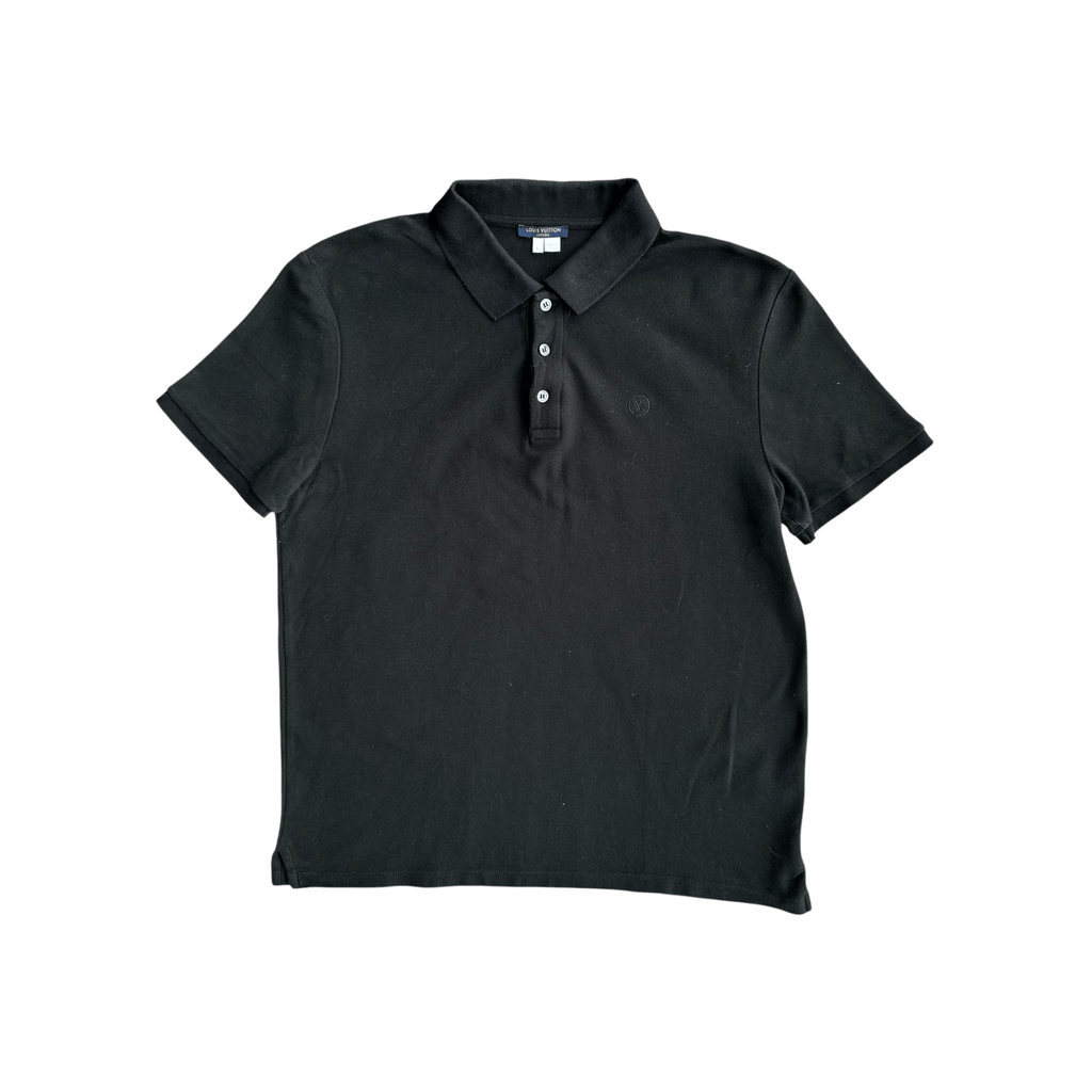 Louis Vuitton Black Embroidered Logo Polo T-Shirt