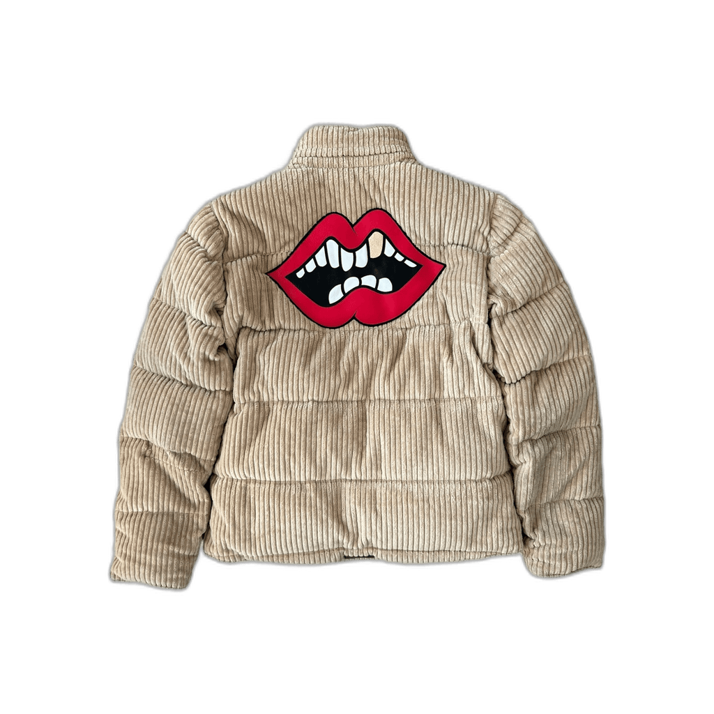 Chrome Hearts Beige Corduroy Chomper Puffer Jacket - Morely TrendsChrome Hearts Type here:)