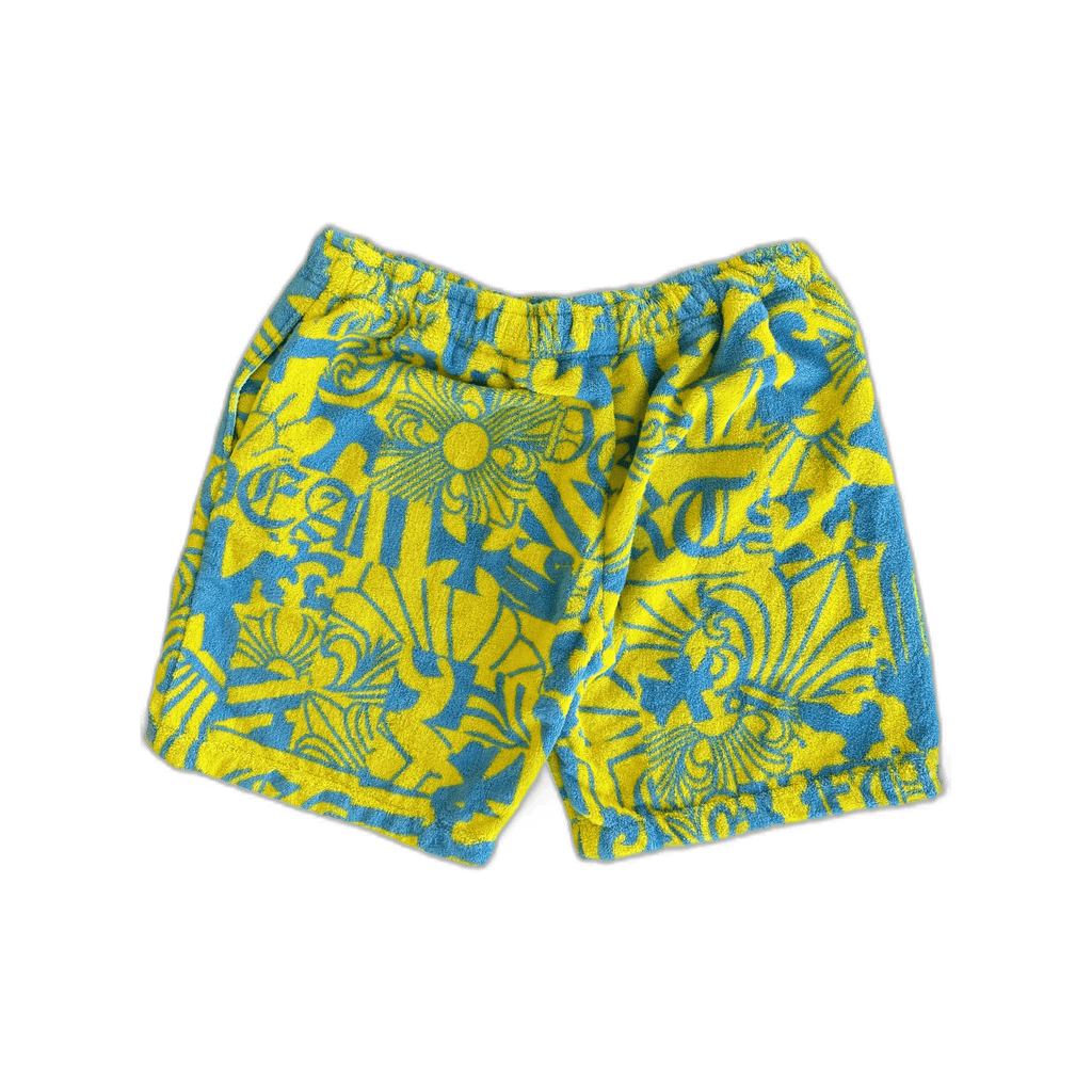 Chrome Hearts Yellow & Blue Print Towel Shorts - Morely TrendsChrome Hearts Type here:)