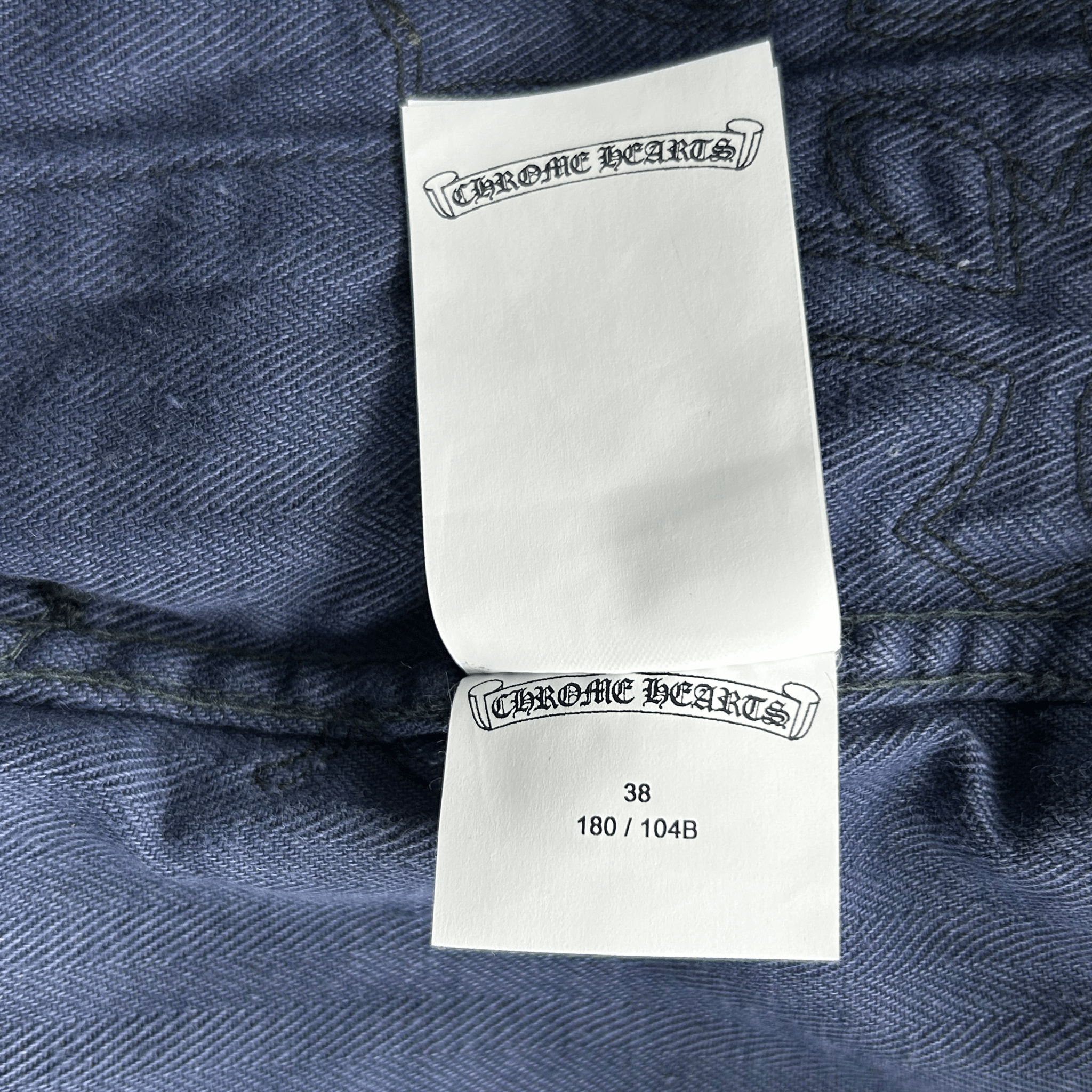 Chrome Hearts Gallery Dept Blue Cross Patch Vintage French Work Pants - Morely TrendsChrome Hearts Type here:)