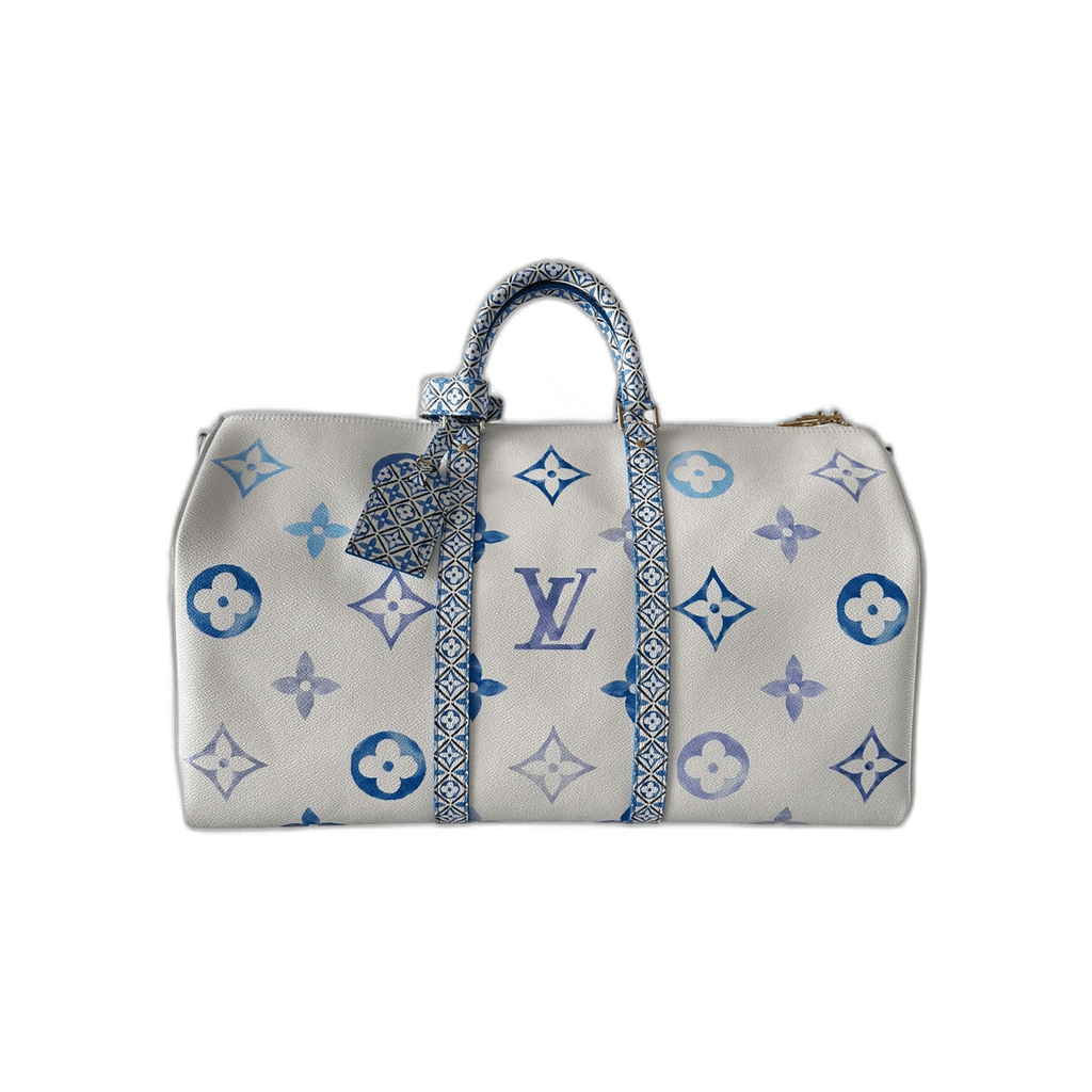 Louis Vuitton White & Blue Watercolor Monogram By The Pool Keepall 50 - Morely TrendsLouis Vuitton Type here:)