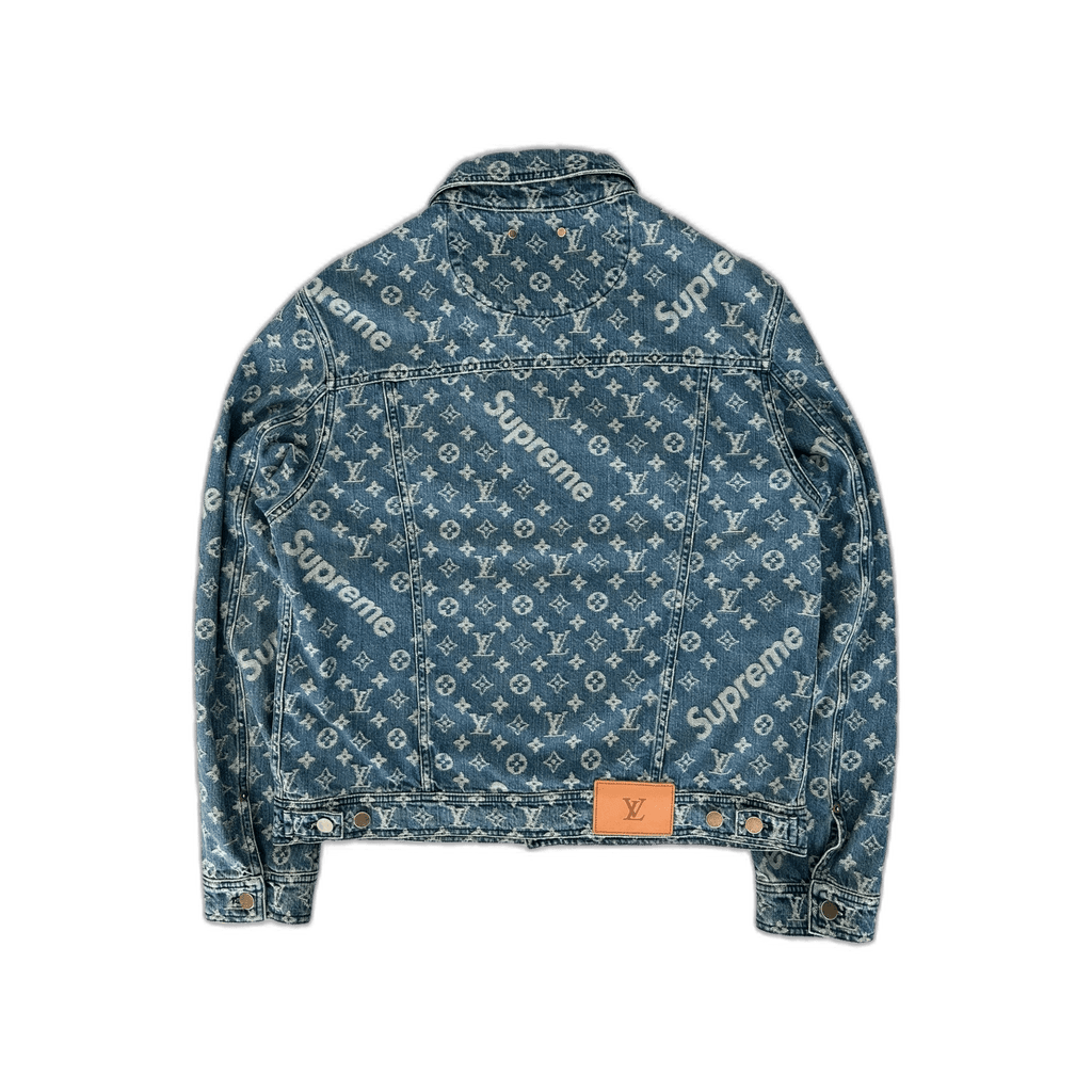 Louis Vuitton Supreme Blue & White Monogram Denim Jacket - Morely TrendsLouis Vuitton Type here:)