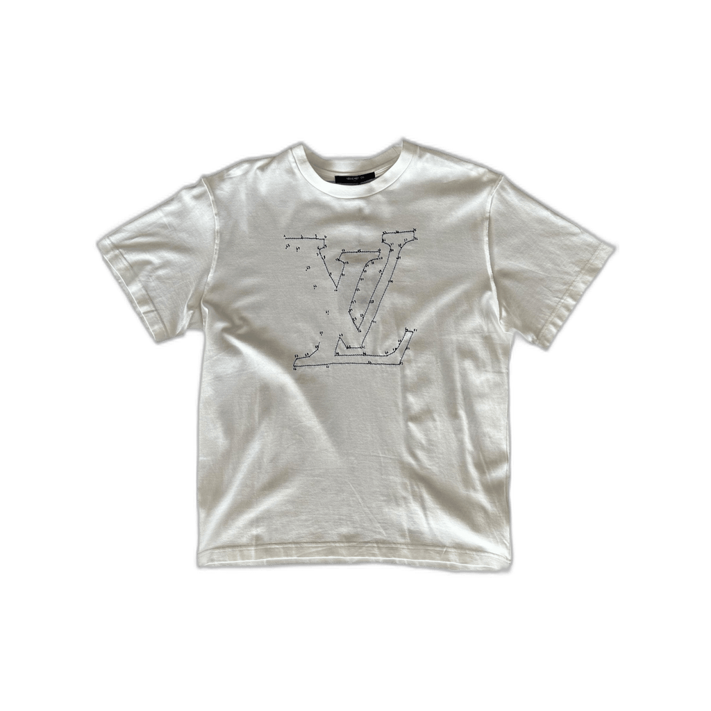 Louis Vuitton White & Blue LV Stitch Logo T-Shirt - Morely TrendsLouis Vuitton Type here:)