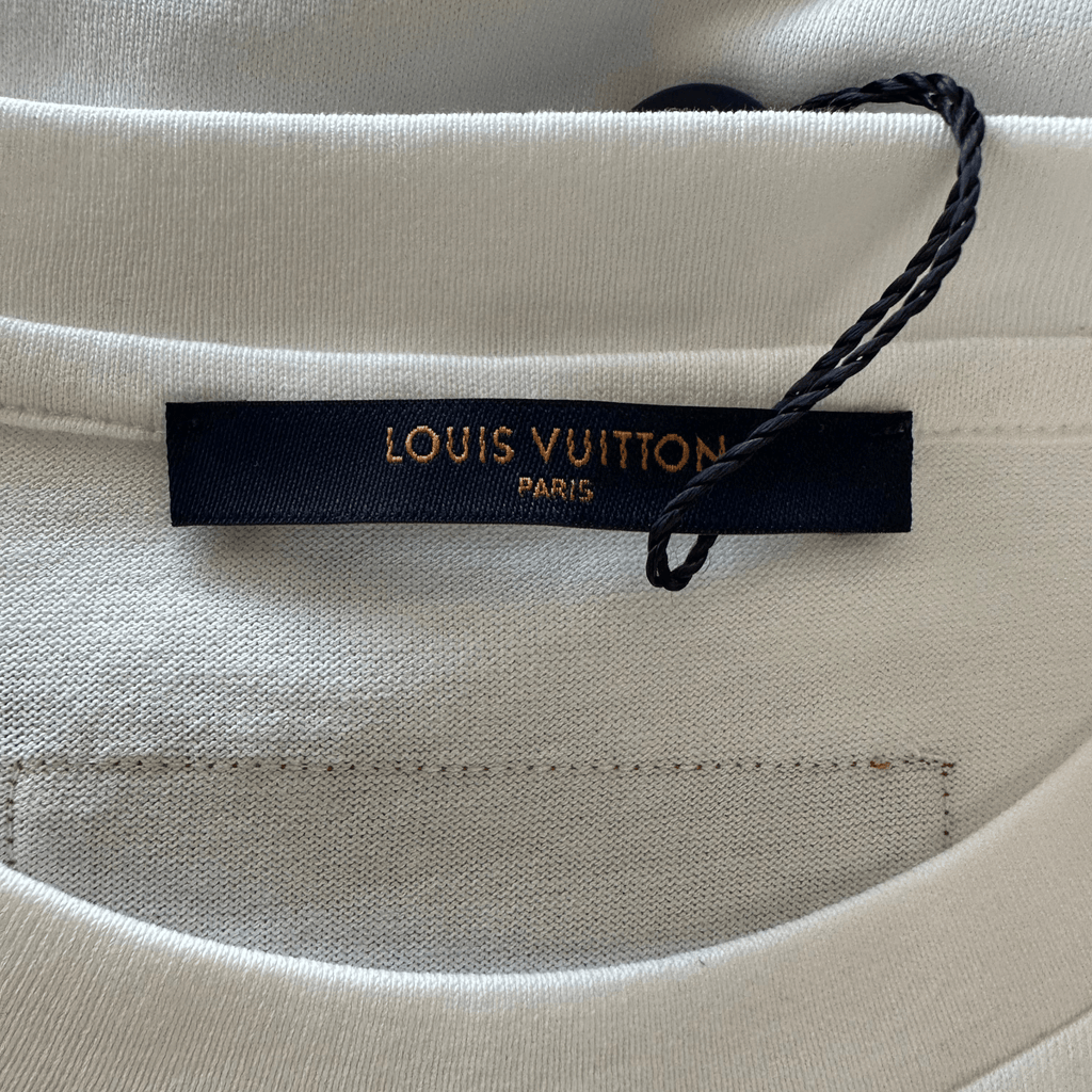 Louis Vuitton White & Blue LV Stitch Logo T-Shirt - Morely TrendsLouis Vuitton Type here:)