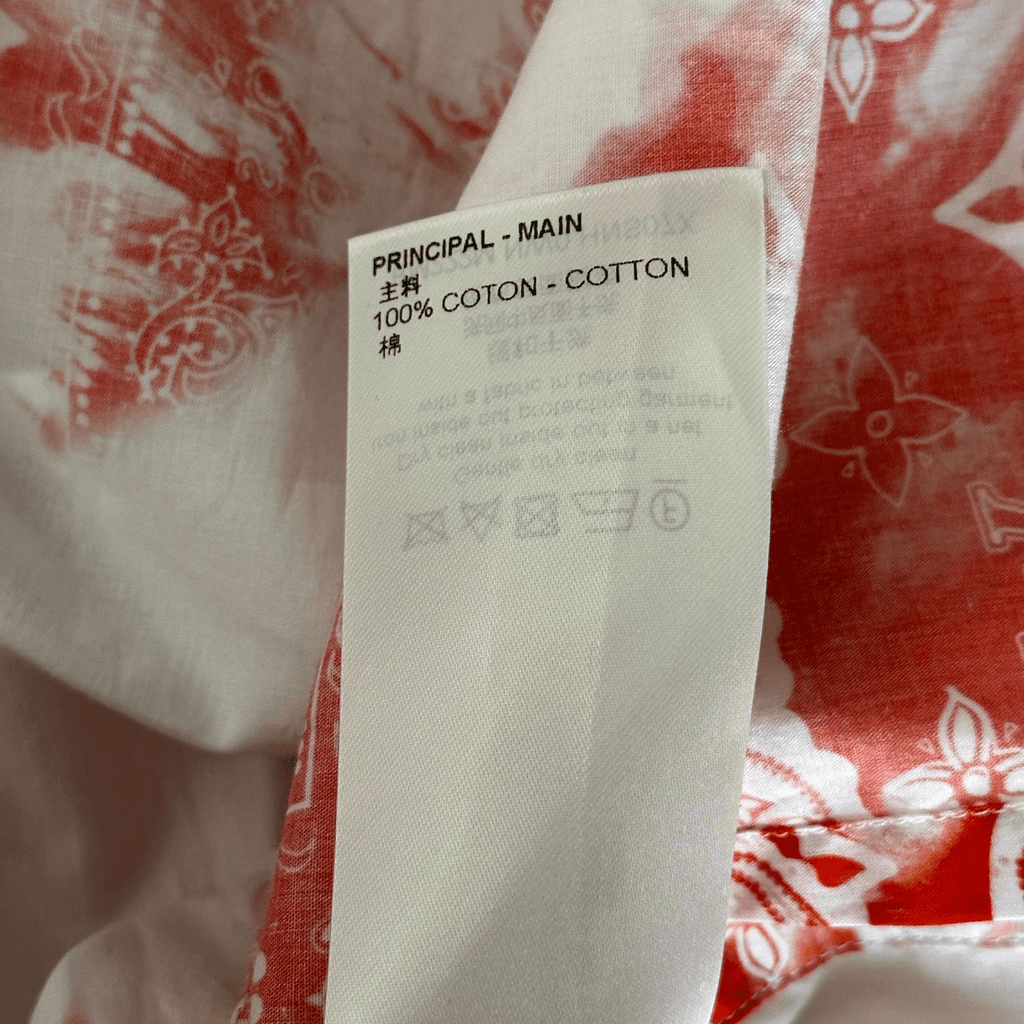 Louis Vuitton Red Bandana Bleached Short Sleeve Button Up Shirt - Morely TrendsLouis Vuitton Type here:)