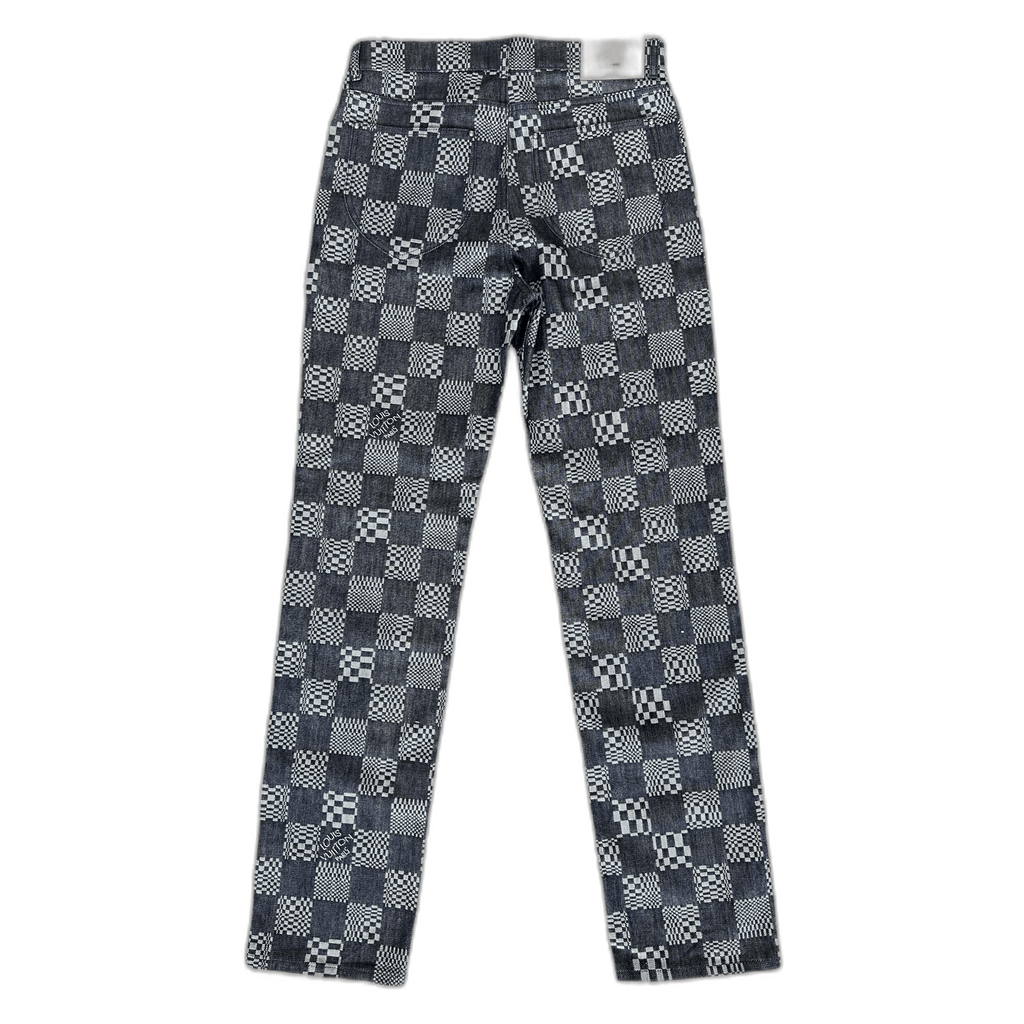 Louis Vuitton Navy Distorted Damier Print Jeans - Morely TrendsLouis Vuitton Type here:)