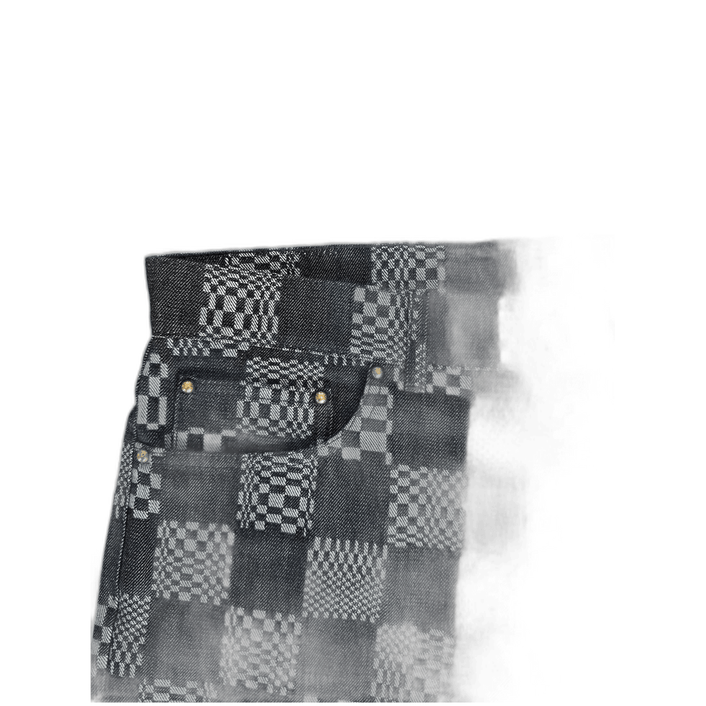 Louis Vuitton Navy Distorted Damier Print Jeans - Morely TrendsLouis Vuitton Type here:)