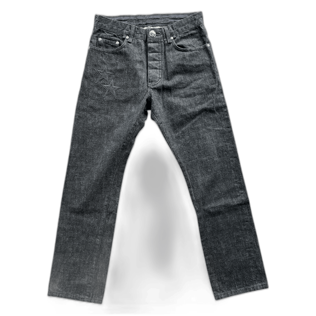 Chrome Hearts Grey & Black Star Patch Jeans - Morely TrendsChrome Hearts Type here:)