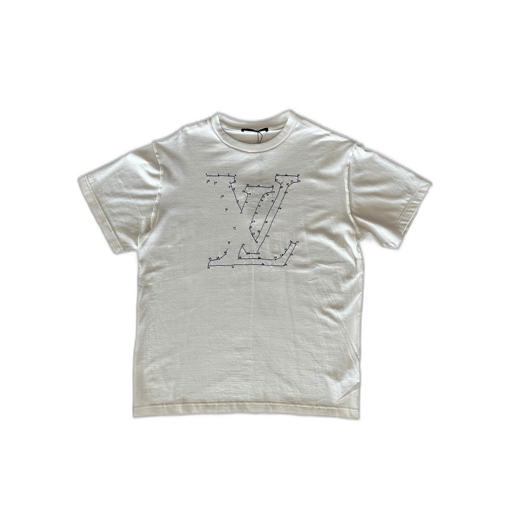 Louis Vuitton White & Blue LV Stitch Logo T-Shirt - Morely TrendsLouis Vuitton Type here:)