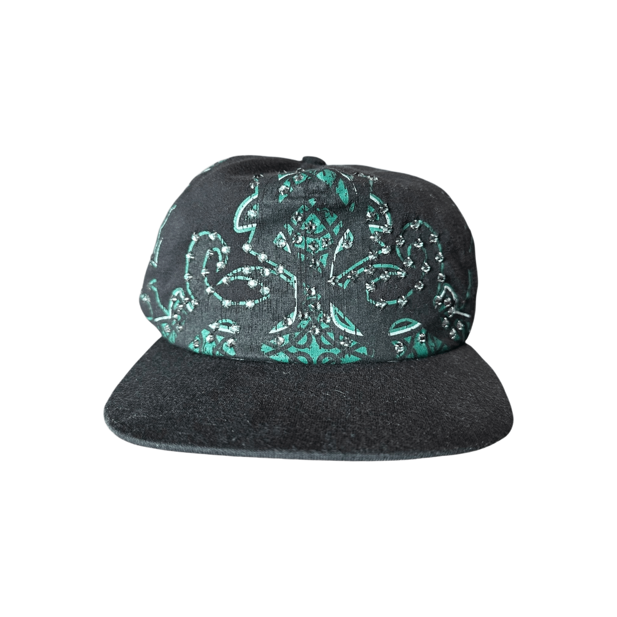 Bossi POTN Vintage Black & Green Paisley Rhinestone Embellished Hat - Morely TrendsBossi Type here:)