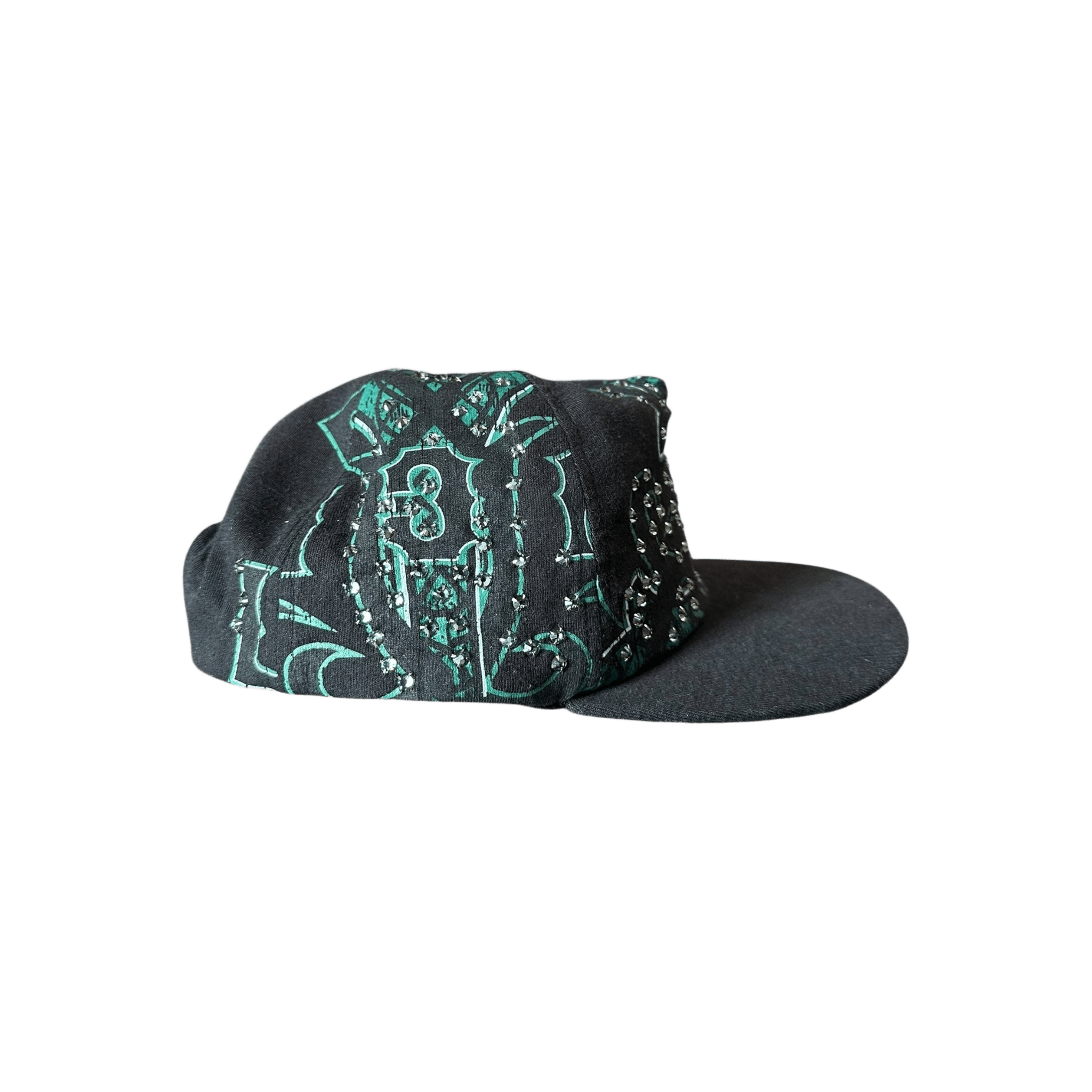 Bossi POTN Vintage Black & Green Paisley Rhinestone Embellished Hat - Morely TrendsBossi Type here:)