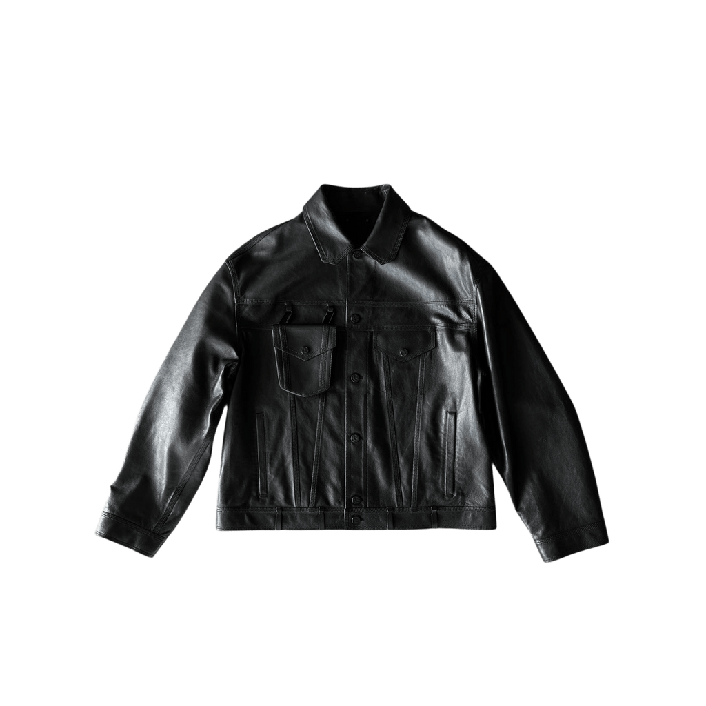 Louis Vuitton Black & White Chain Leather Trucker Jacket - Morely TrendsLouis Vuitton Type here:)