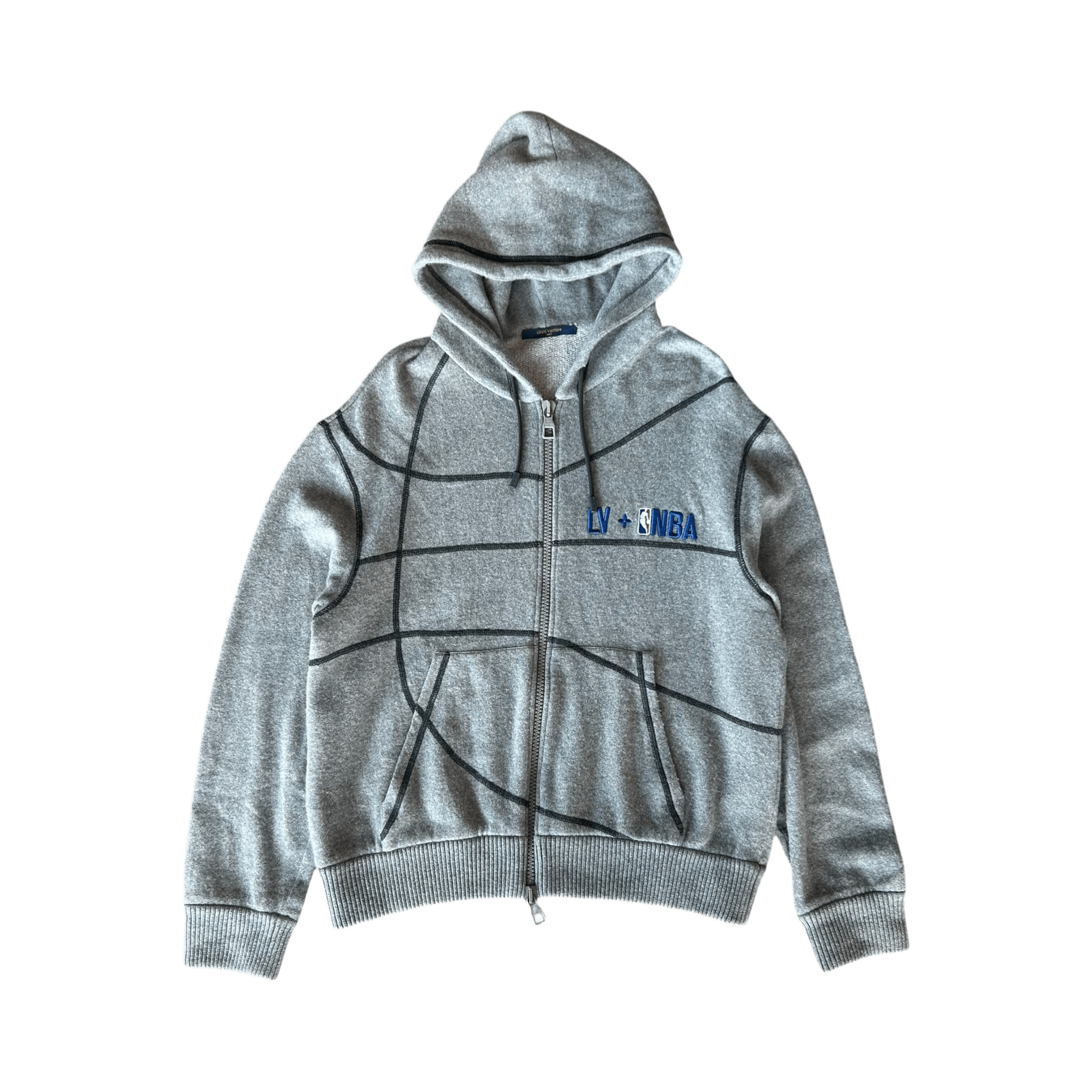 Louis Vuitton NBA Grey Basketball Embroidered Zip Up Hoodie - Morely TrendsLouis Vuitton Type here:)