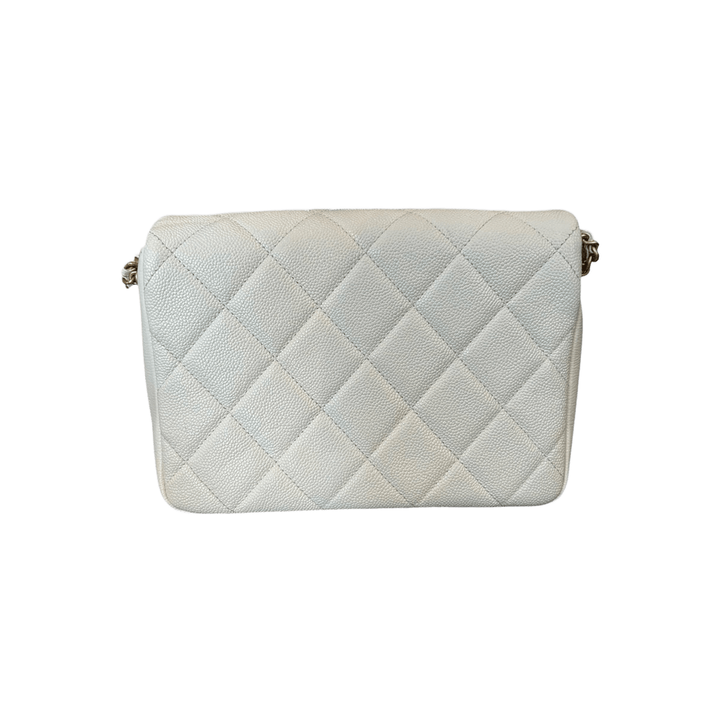 Chanel White Caviar Quilted Chain Melody Small Flap bag - Morely TrendsChanel Type here:)