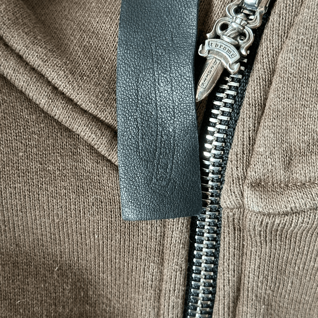 Chrome Hearts Brown & White Embroidered Logo Quarter Zip Sweater - Morely TrendsChrome Hearts Type here:)