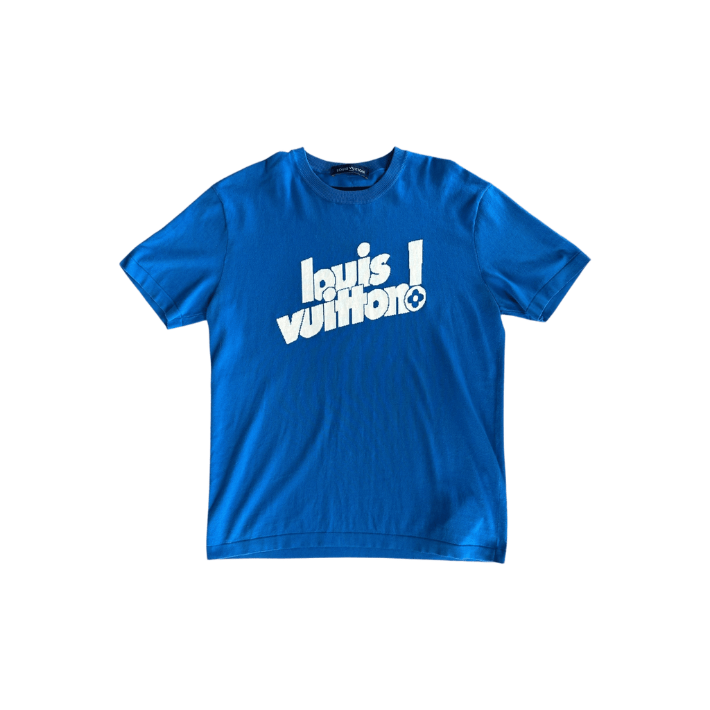 Louis Vuitton Blue & White Everyday Logo Intarsia T-Shirt - Morely TrendsLouis Vuitton Type here:)