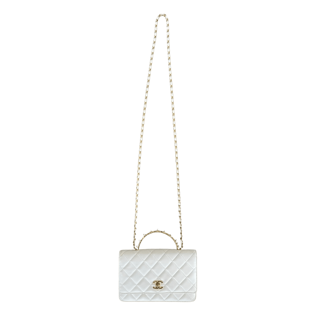 Chanel White Lambskin Quilted Top Handle Wallet On Chain Bag - Morely TrendsChanel Type here:)