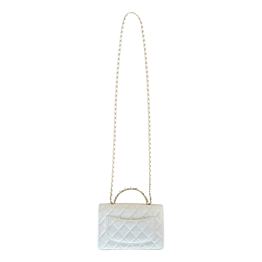 Chanel White Lambskin Quilted Top Handle Wallet On Chain Bag - Morely TrendsChanel Type here:)