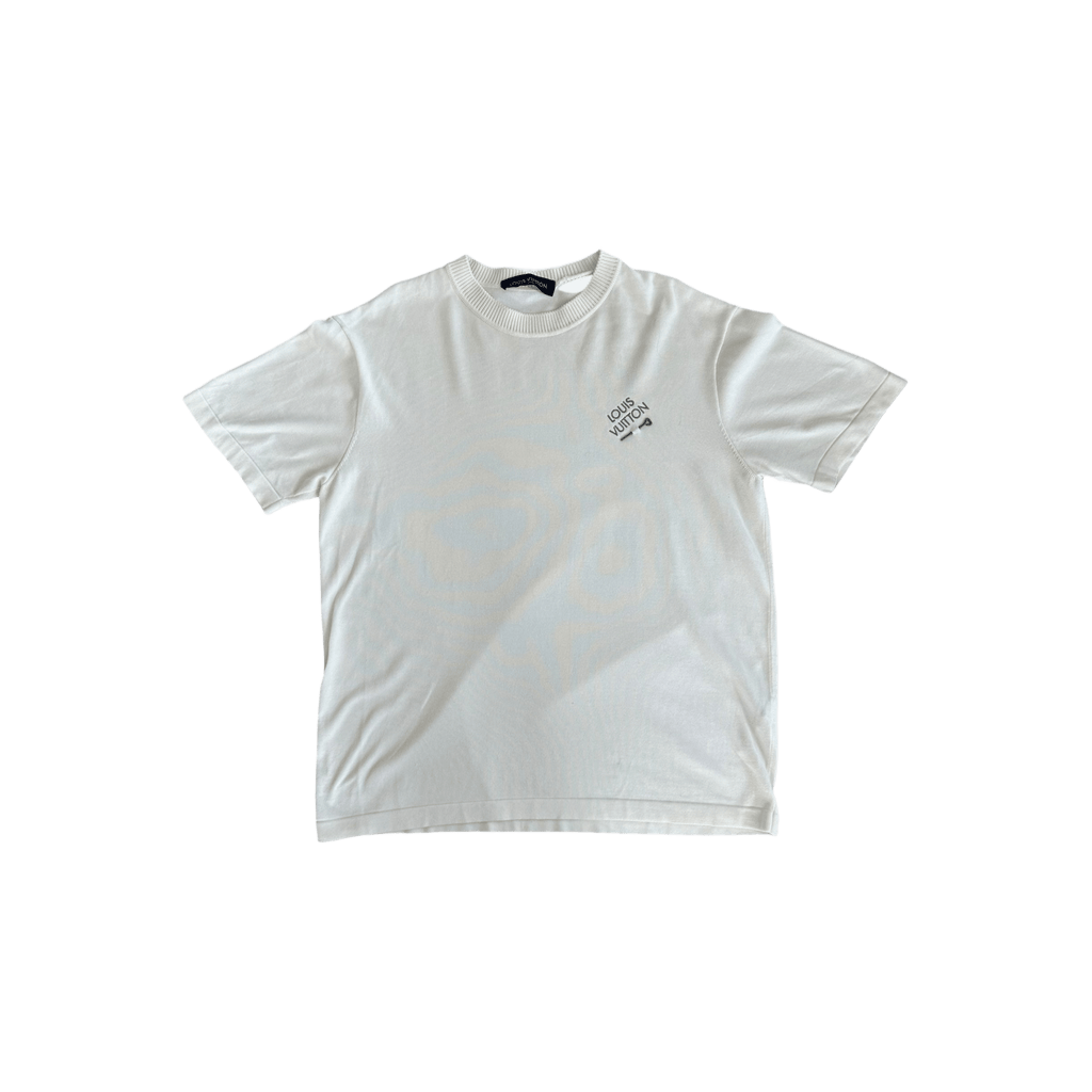 Louis Vuitton White & Grey Pin Logo Embroidered T-Shirt - Morely TrendsLouis Vuitton Type here:)