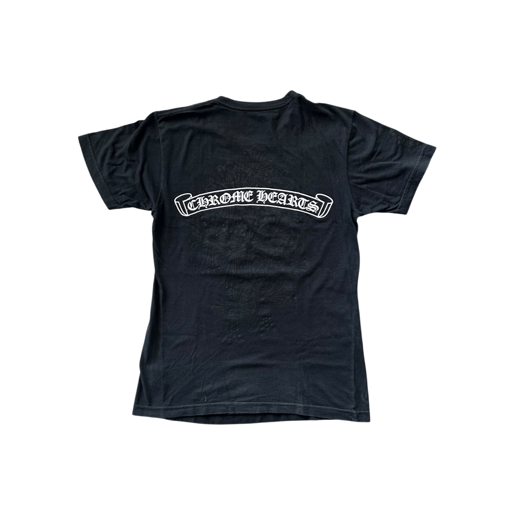 Chrome Hearts Black & White Cemetery Cross Logo T-Shirt - Morely TrendsChrome Hearts Type here:)