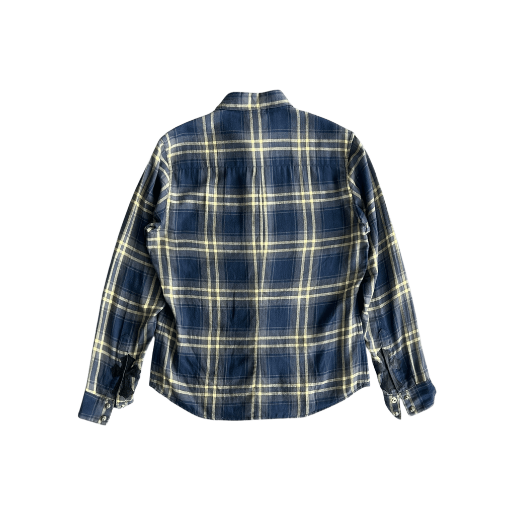Chrome Hearts Blue & Yellow Plaid Cross Patch Flannel - Morely TrendsChrome Hearts Type here:)