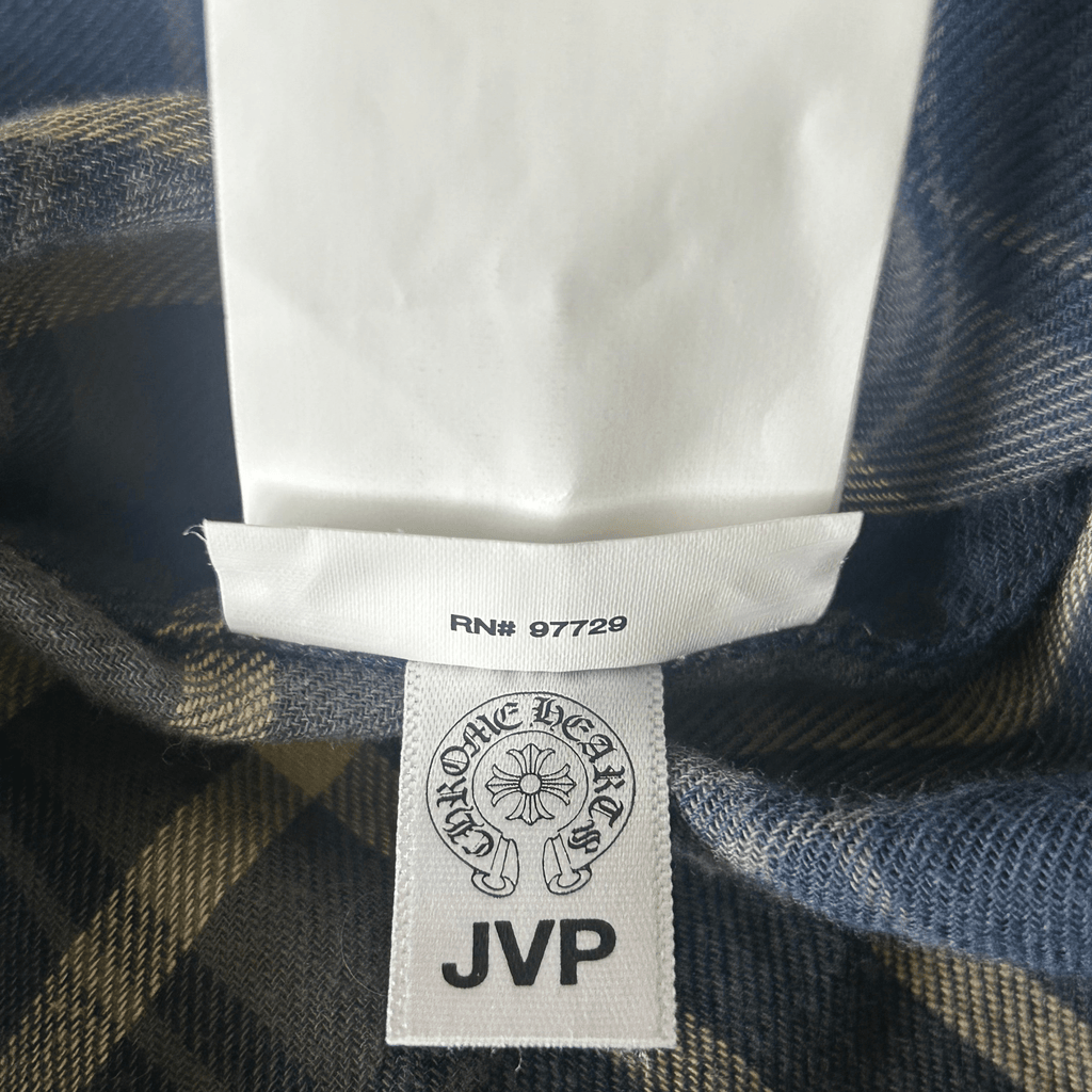 Chrome Hearts Blue & Yellow Plaid Cross Patch Flannel - Morely TrendsChrome Hearts Type here:)