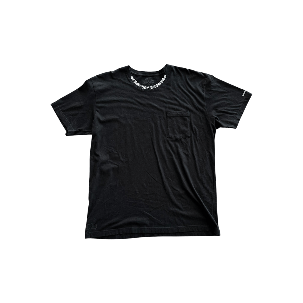 Chrome Hearts Black & White Neck Logo T-Shirt - Morely TrendsChrome Hearts Type here:)