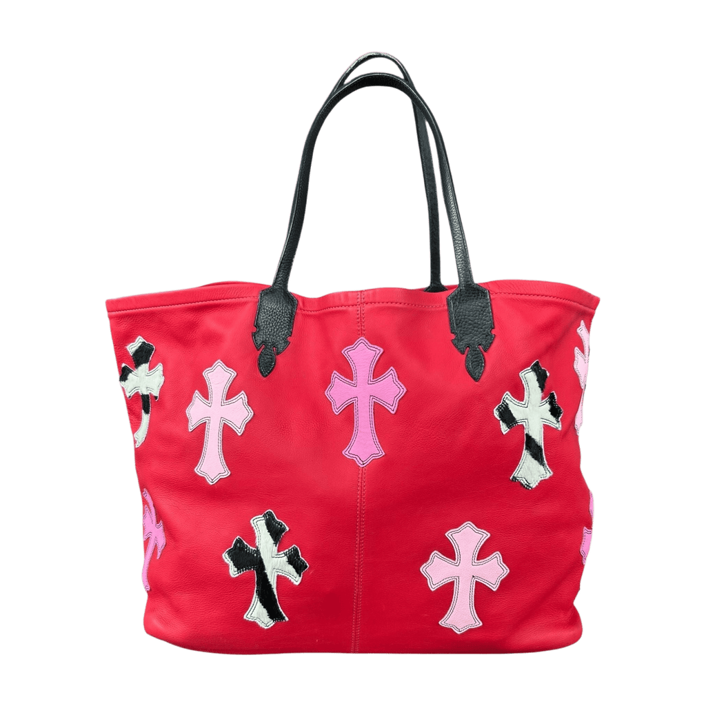 Chrome Hearts Red Leather Cross Patch Tote Bag - Morely TrendsChrome Hearts Type here:)