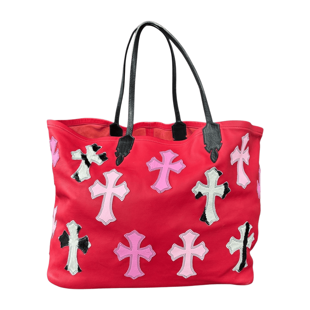 Chrome Hearts Red Leather Cross Patch Tote Bag - Morely TrendsChrome Hearts Type here:)