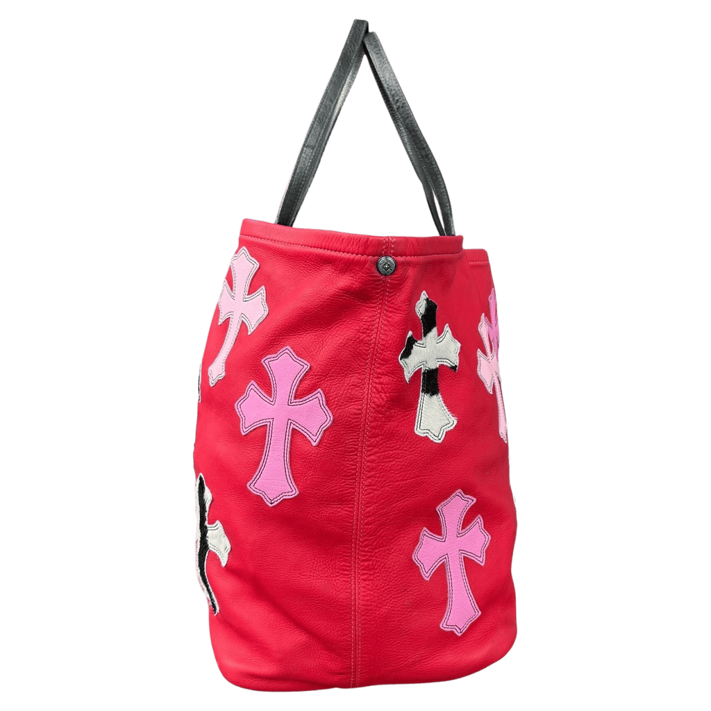 Chrome Hearts Red Leather Cross Patch Tote Bag - Morely TrendsChrome Hearts Type here:)