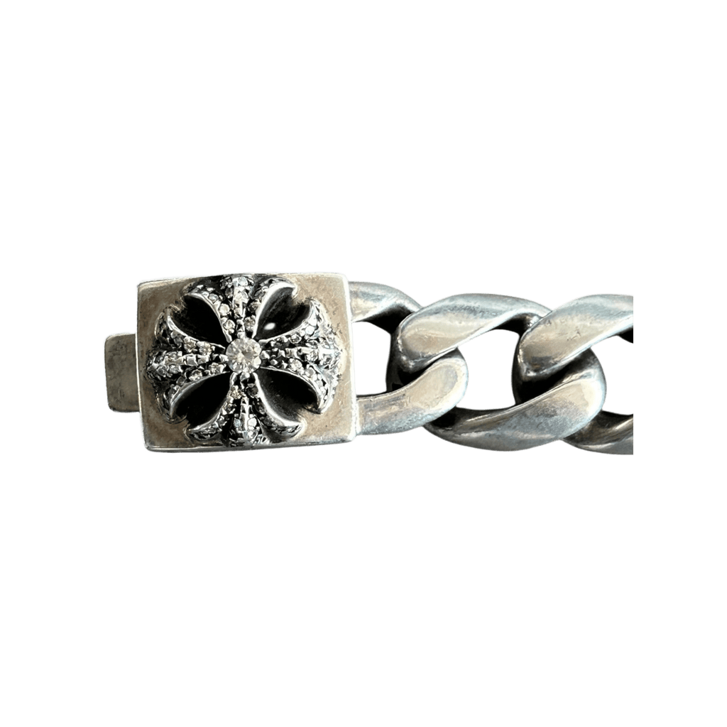 Chrome Hearts Silver & Diamond Cross Cuban Bracelet - Morely TrendsChrome Hearts Type here:)