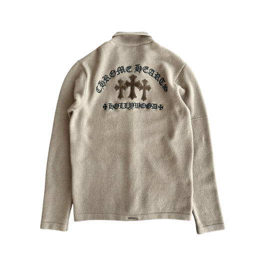 Chrome Hearts Brown Triple Cross Patch Cashmere Cardigan - Morely TrendsChrome Hearts Type here:)