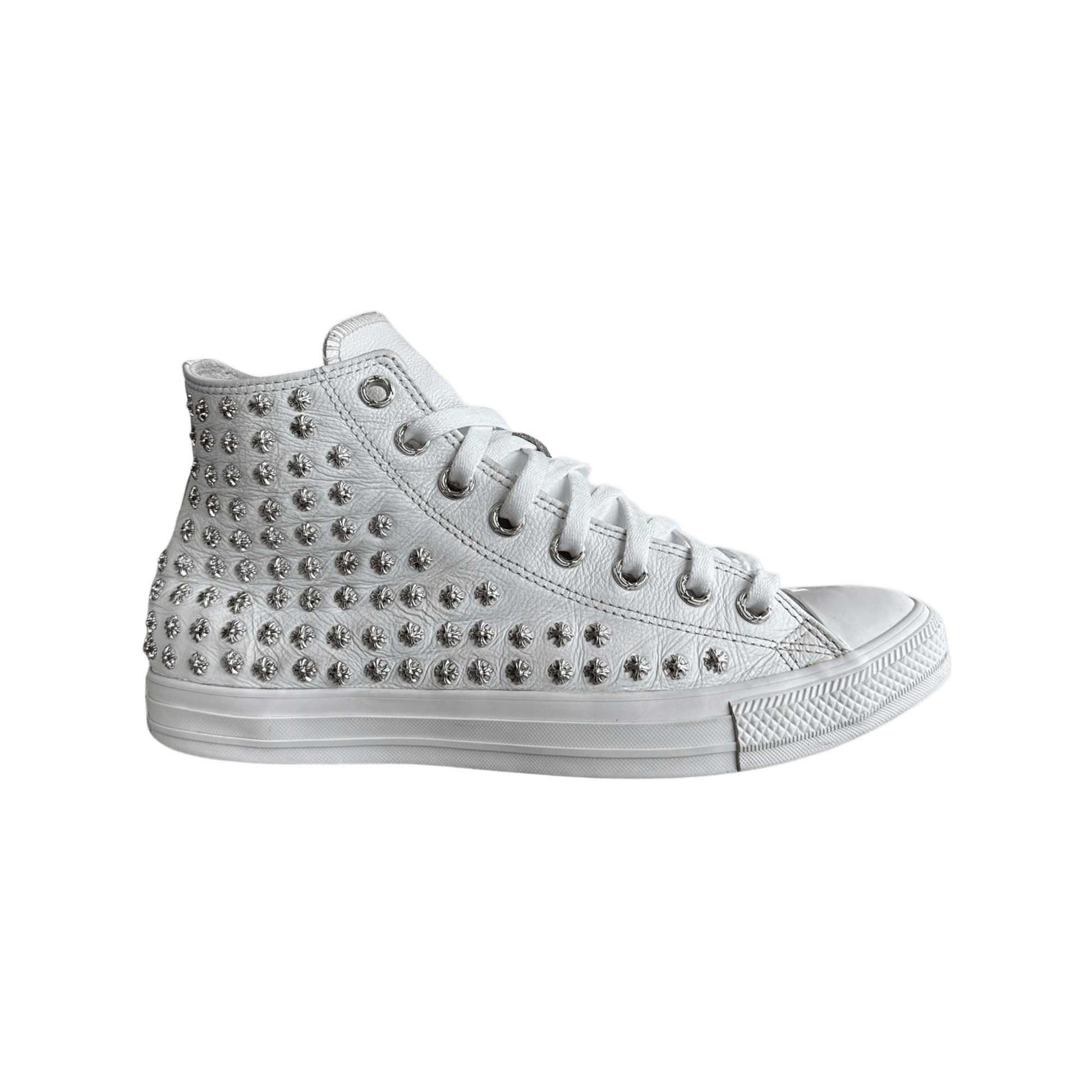 Chrome Hearts White Rhodium Cross High Top Converse - Morely TrendsChrome Hearts Type here:)