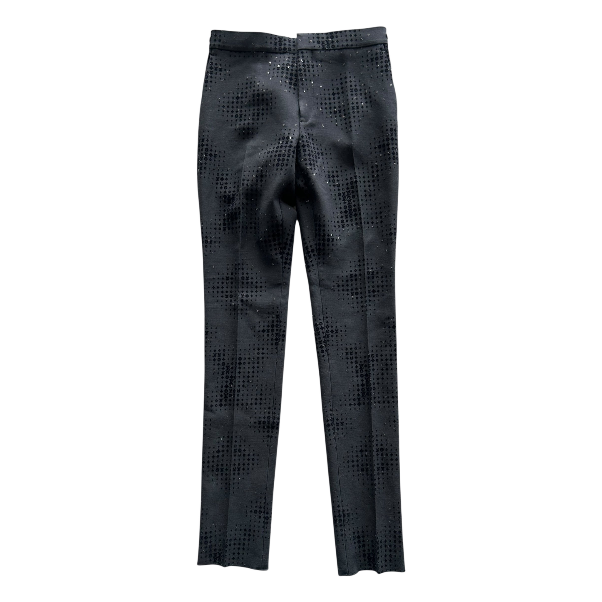 Louis Vuitton Black Crystal Monogram Trousers