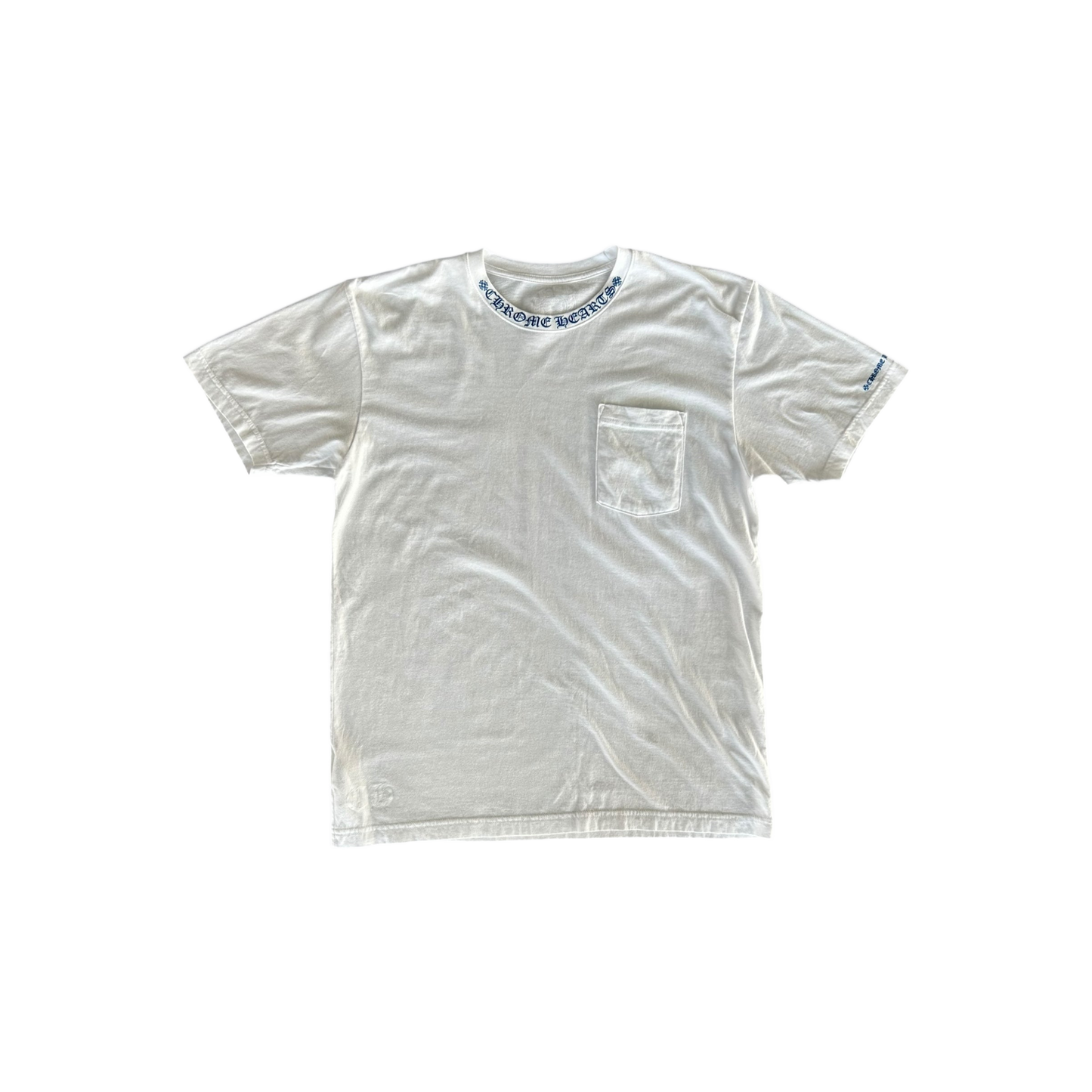 Chrome Hearts White & Blue Neck Logo T-Shirt