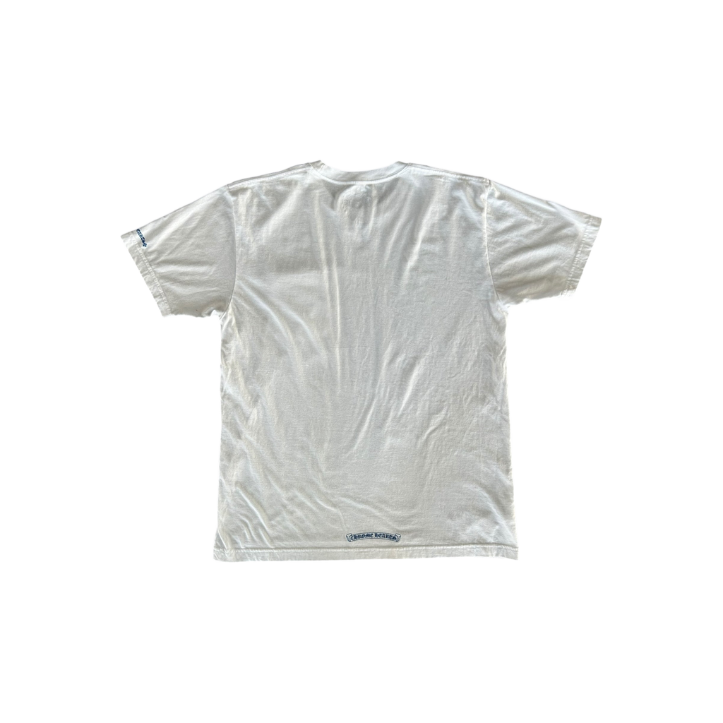 Chrome Hearts White & Blue Neck Logo T-Shirt