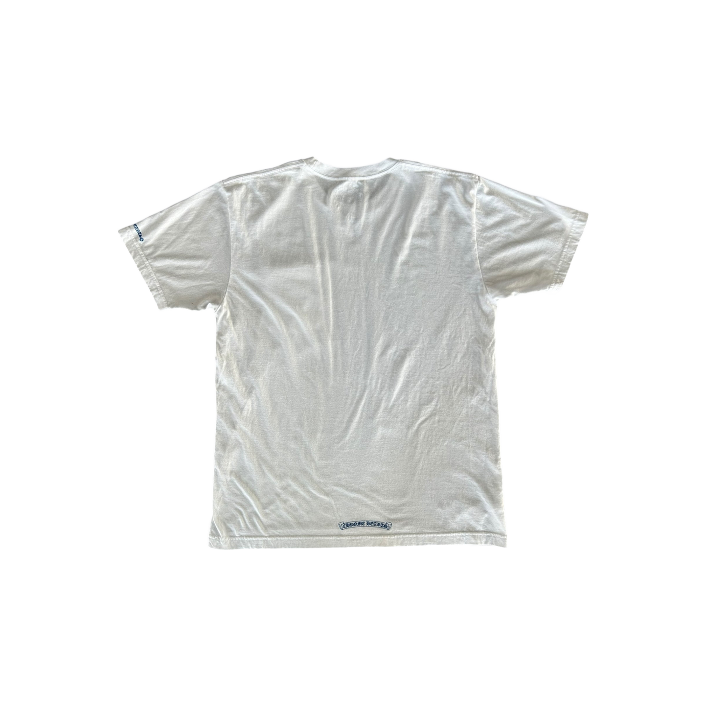 Chrome Hearts White & Blue Neck Logo T-Shirt