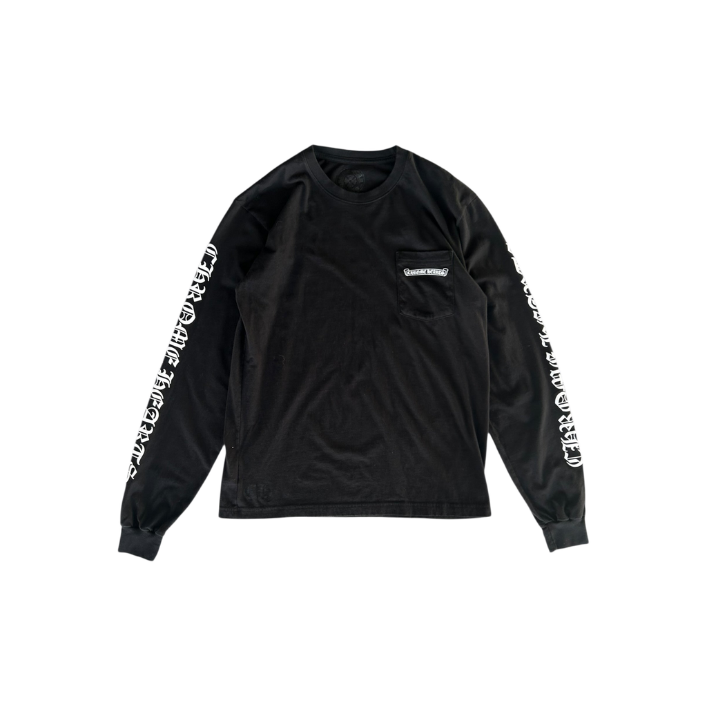 Chrome Hearts Black & White Neck Logo Longsleeve T-Shirt