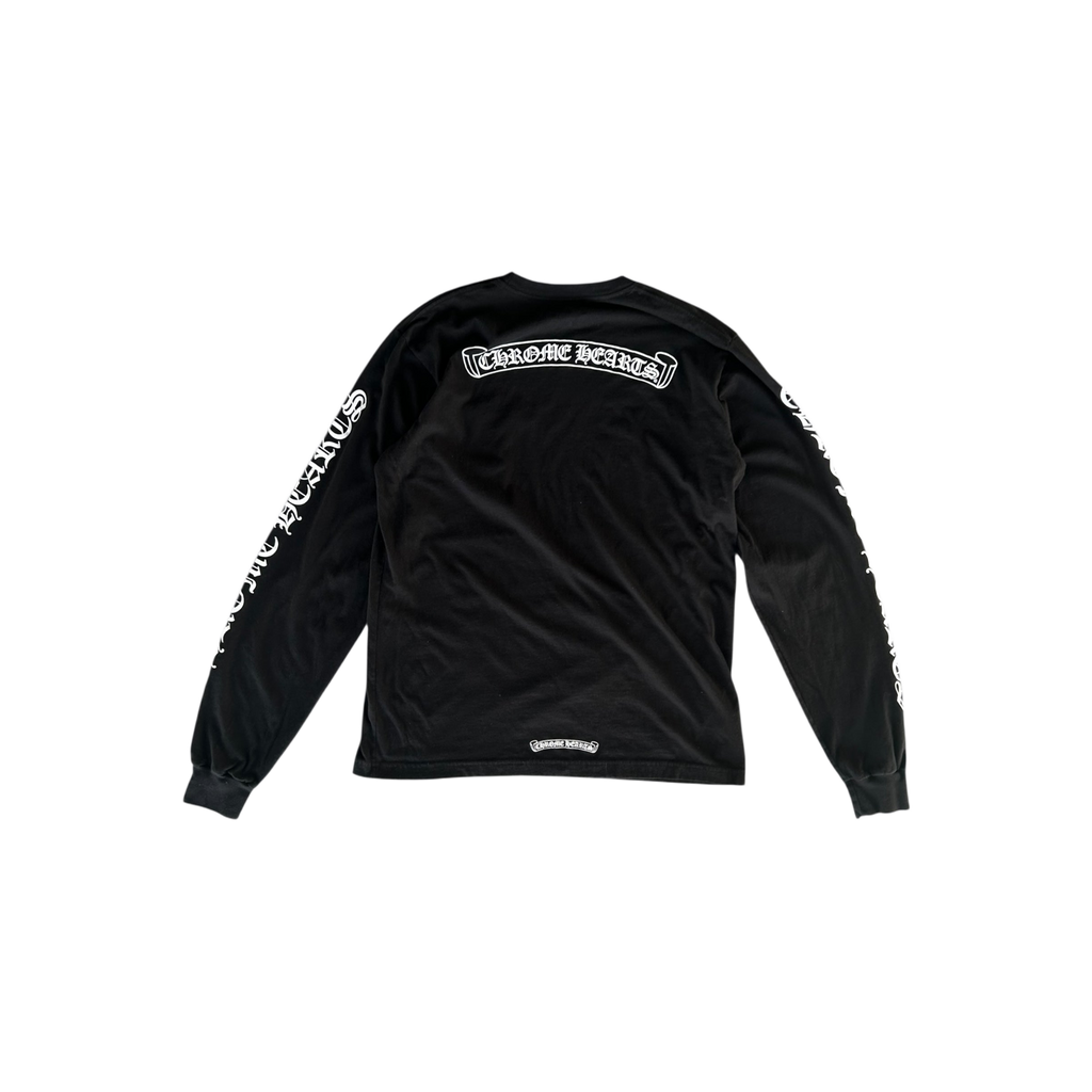 Chrome Hearts Black & White Neck Logo Longsleeve T-Shirt