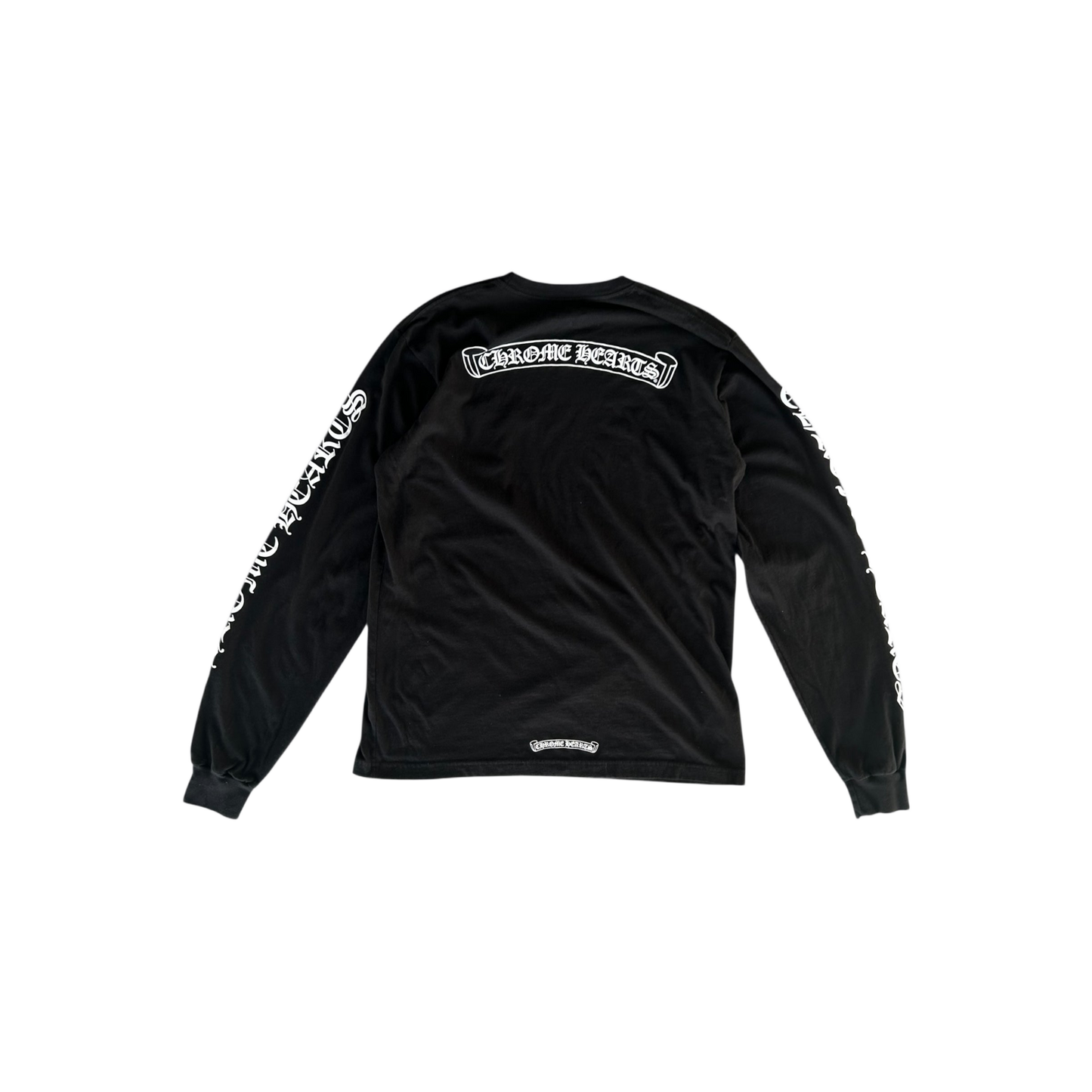 Chrome Hearts Black & White Neck Logo Longsleeve T-Shirt