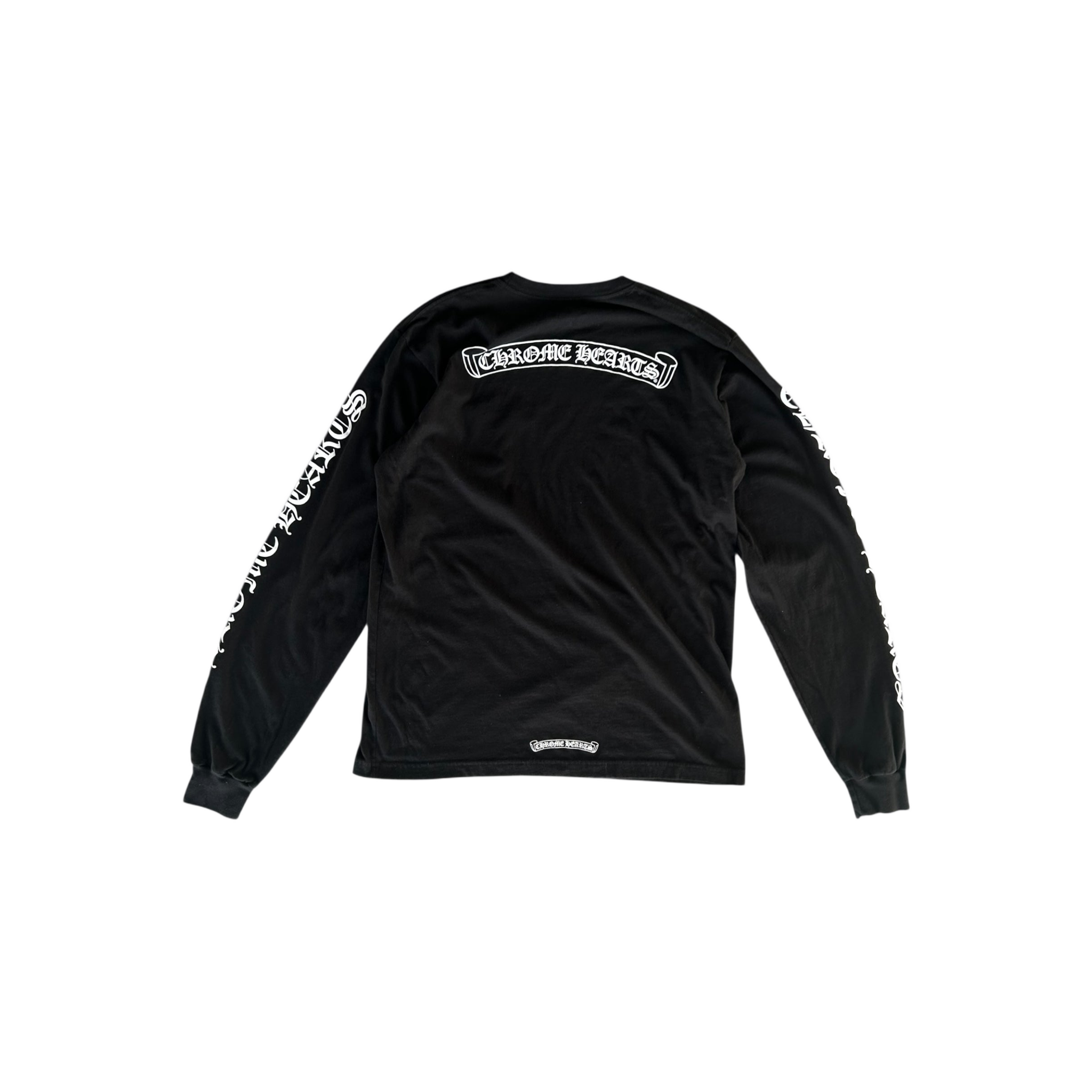 Chrome Hearts Black & White Neck Logo Longsleeve T-Shirt