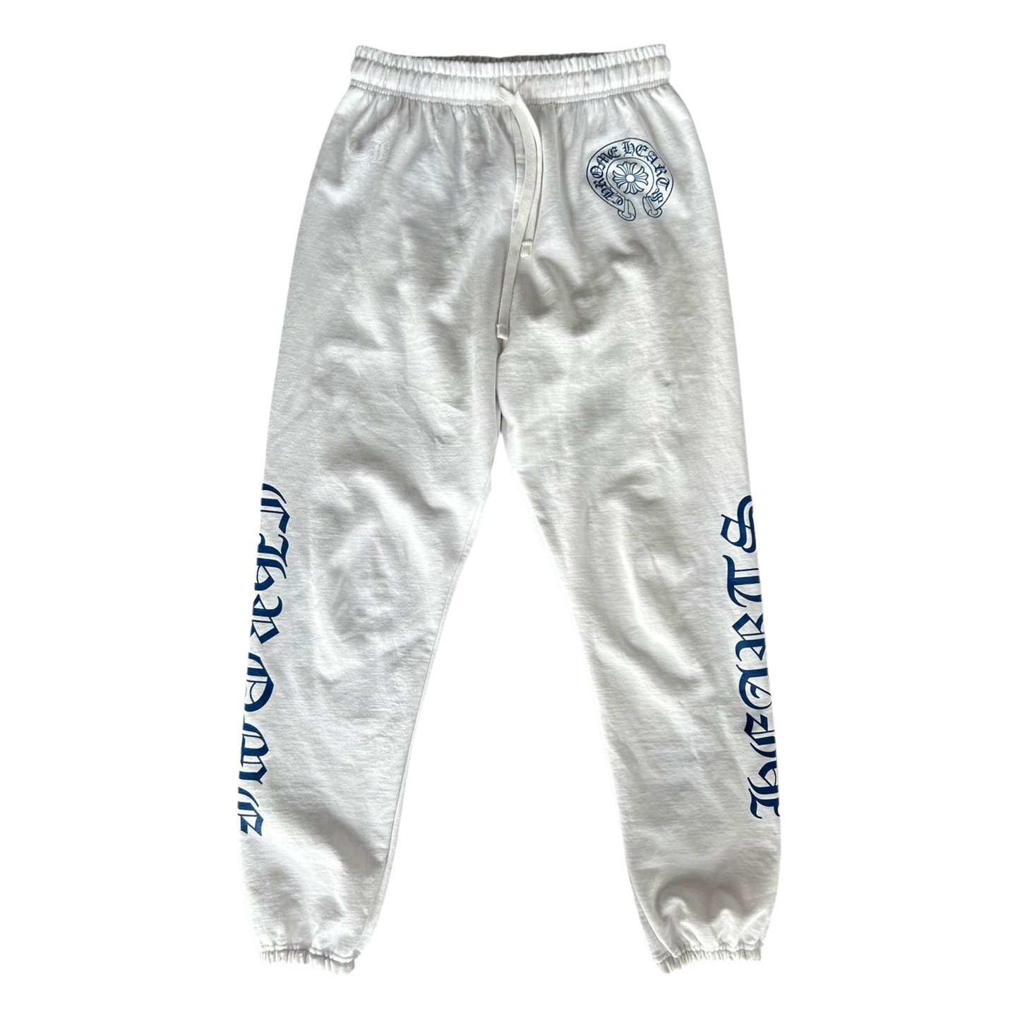Chrome Hearts White & Blue Horseshoe Logo Sweatpants