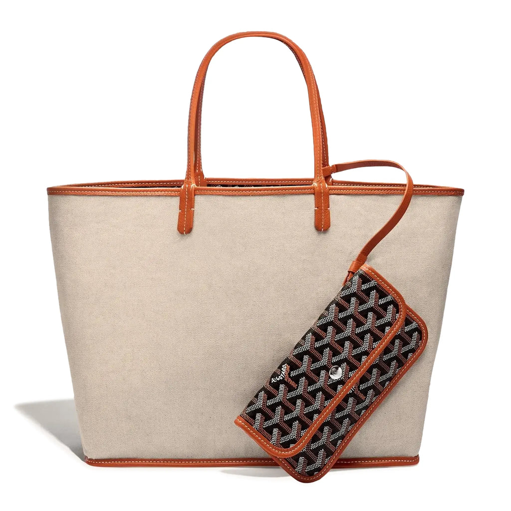 Back view of Goyard Saint Louis PM Tote Bag Black Tan STLOUIPMLTY01CL03P