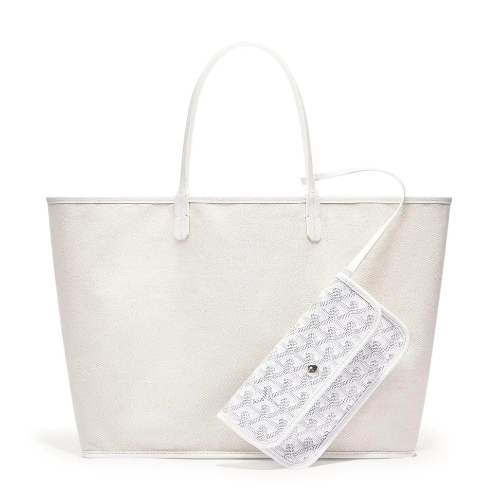 Back view of Goyard Saint Louis PM Tote Bag White STLOUIPMLTY50CL50P