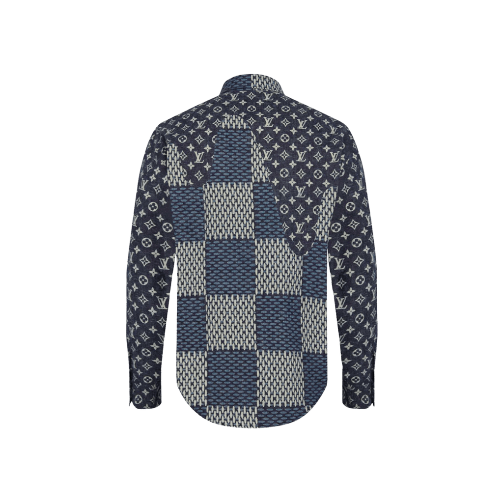 Louis Vuitton x Nigo MNGM Waves Giant Damier Flannel Shirt Indigo